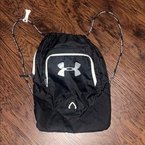 Under Armour Black Drawstring Backpack with White Accents